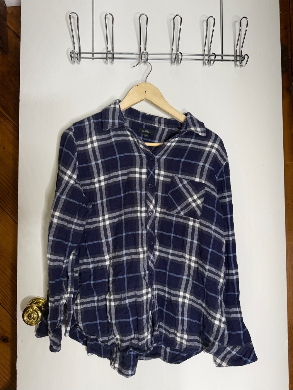 Well Worn Navy & Light Blue Plaid Button-Up Shirt